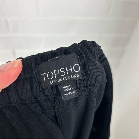 Topshop Black Stripe Trouser Pants Size 2 - Picture 2 of 11